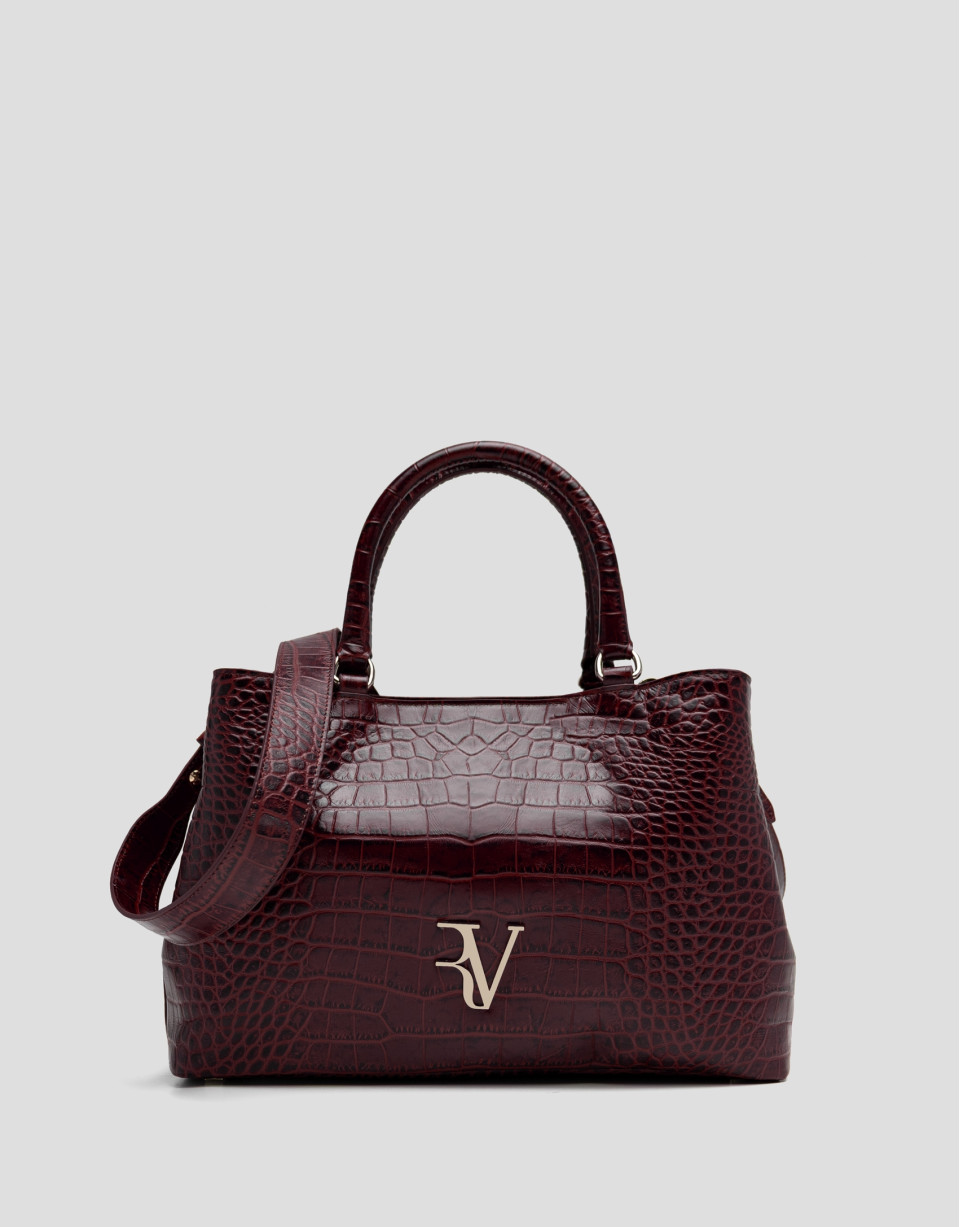 Valentina burgundy coconut leather satchel bag | Roberto Verino