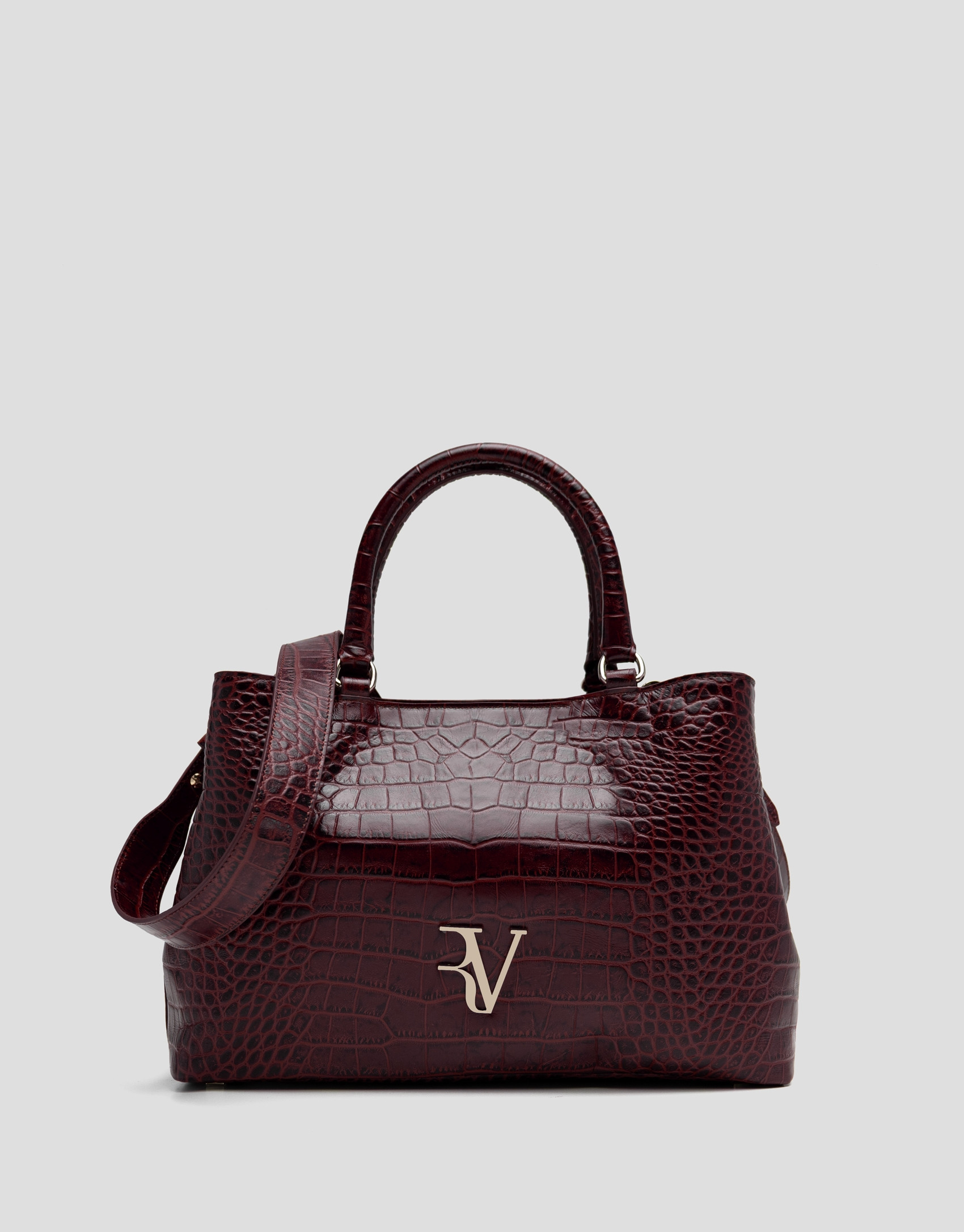 Valentina burgundy coconut leather satchel bag | Roberto Verino