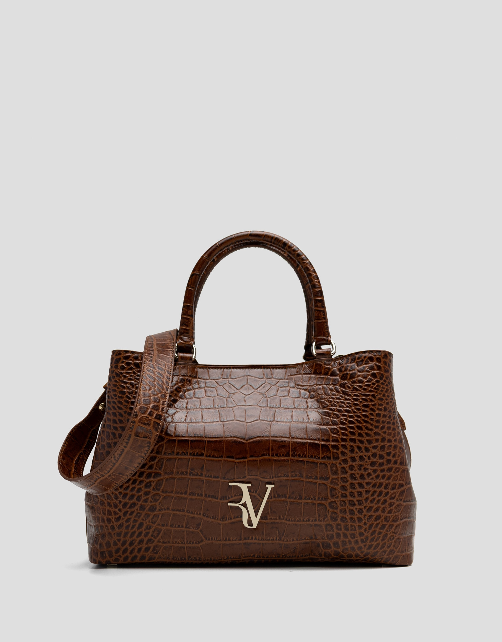 Bolso satchel Valentina piel coco marrón | Roberto Verino