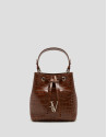 Brown crocodile-embossed leather Valentina ... | Roberto Verino
