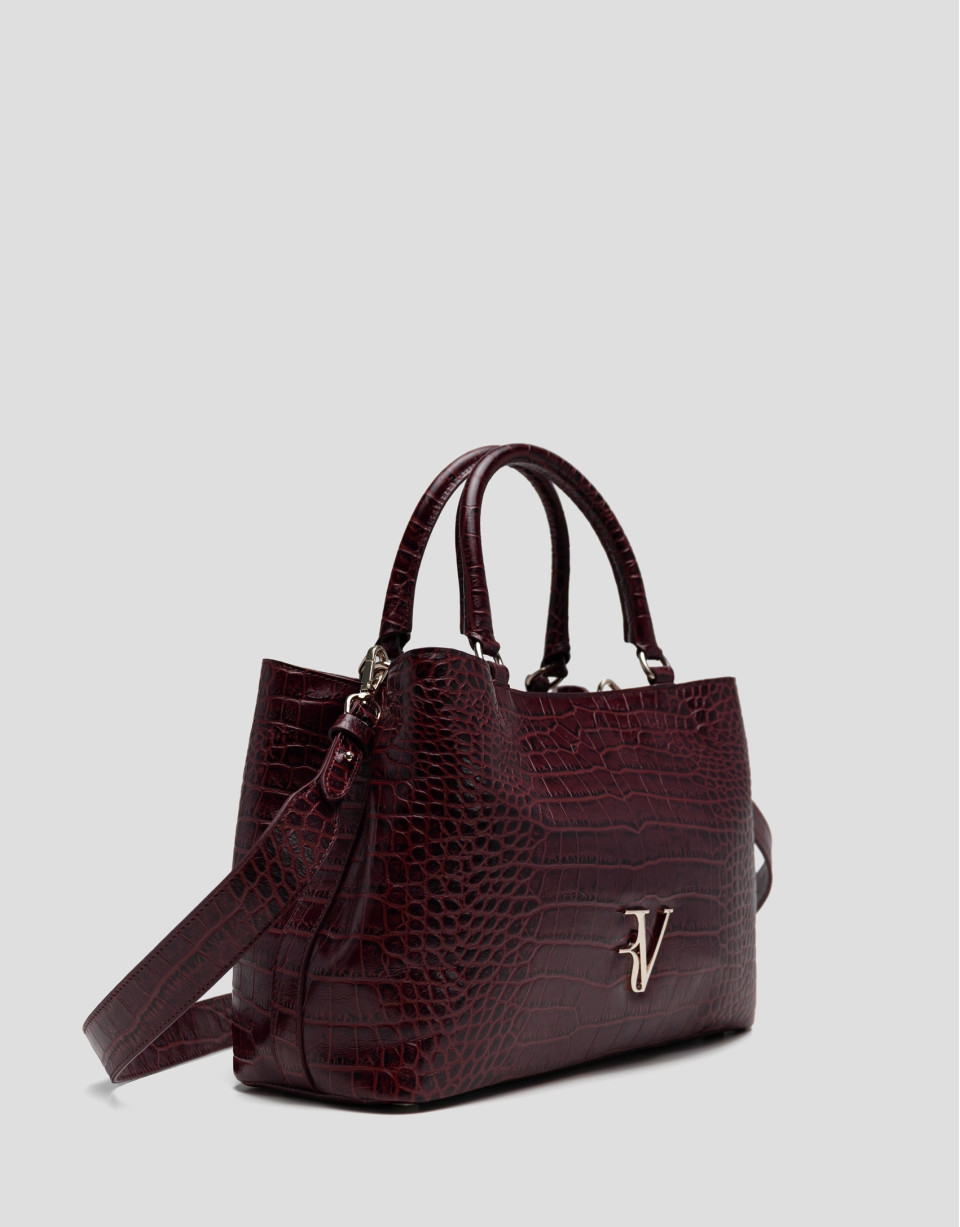 Valentina burgundy coconut leather satchel bag | Roberto Verino