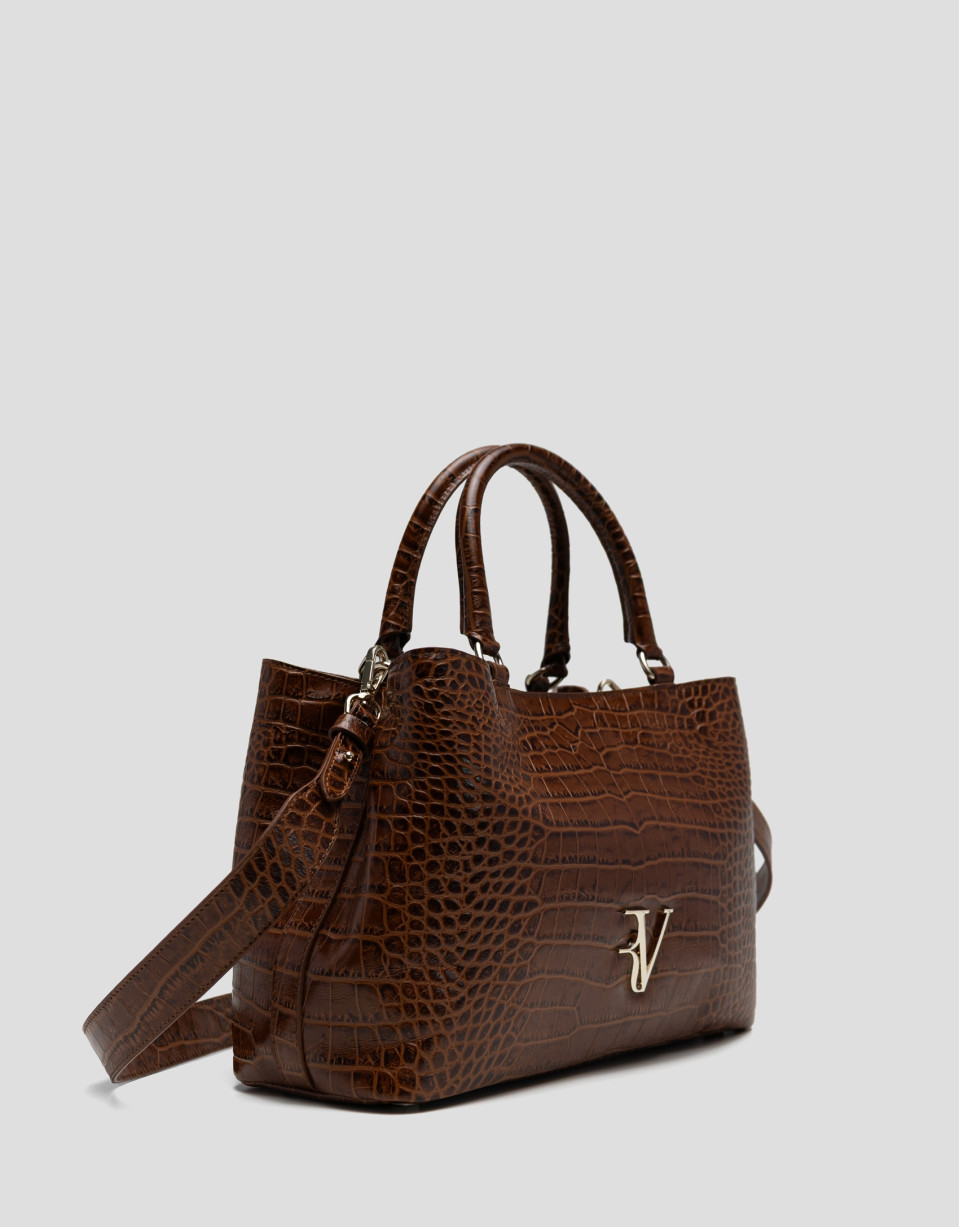 Bolso satchel Valentina piel coco marrón | Roberto Verino