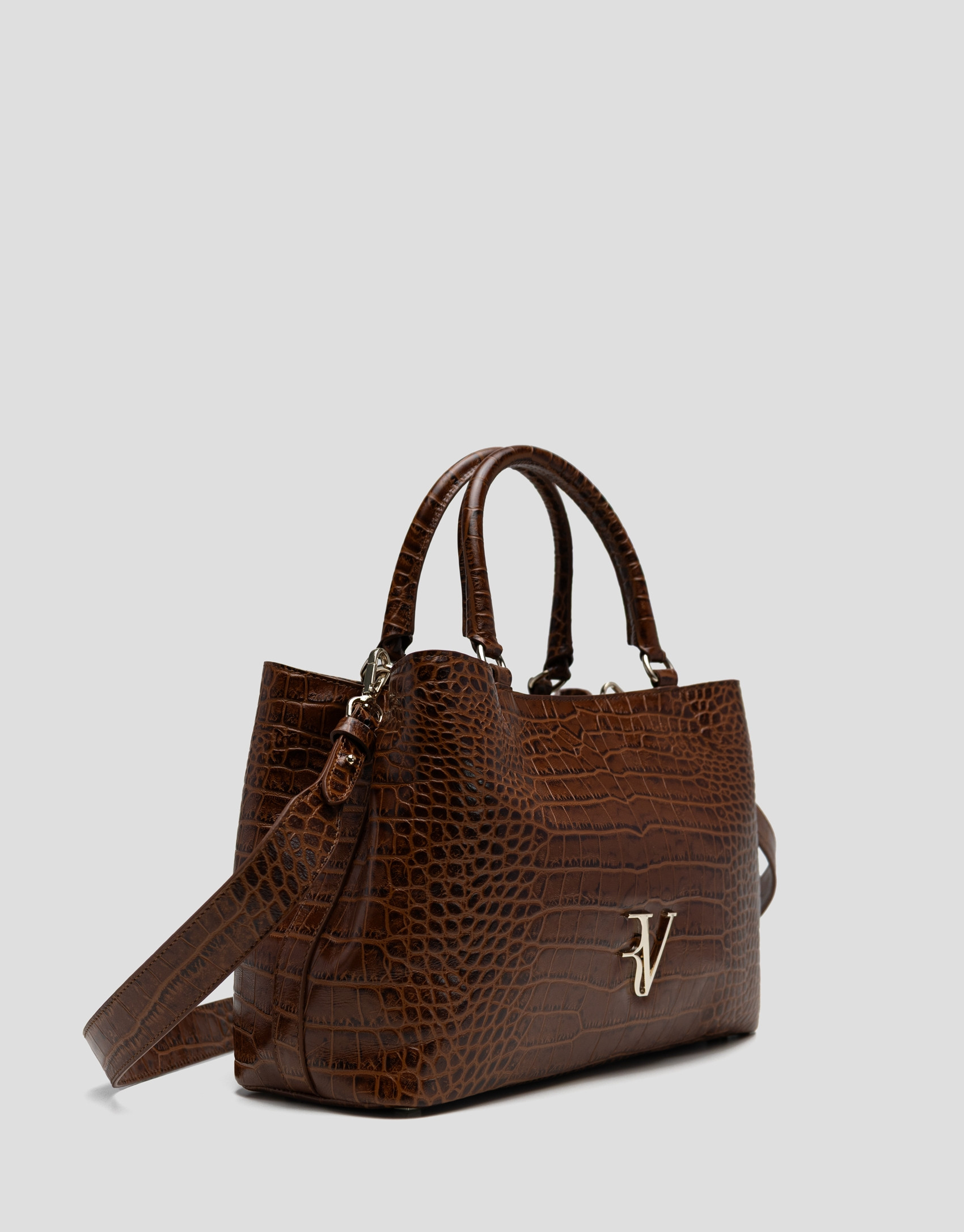 Bolso satchel Valentina piel coco marrón | Roberto Verino