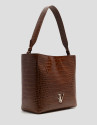 Bolso de hombro Valentina Hobo piel coco marrón | Roberto Verino