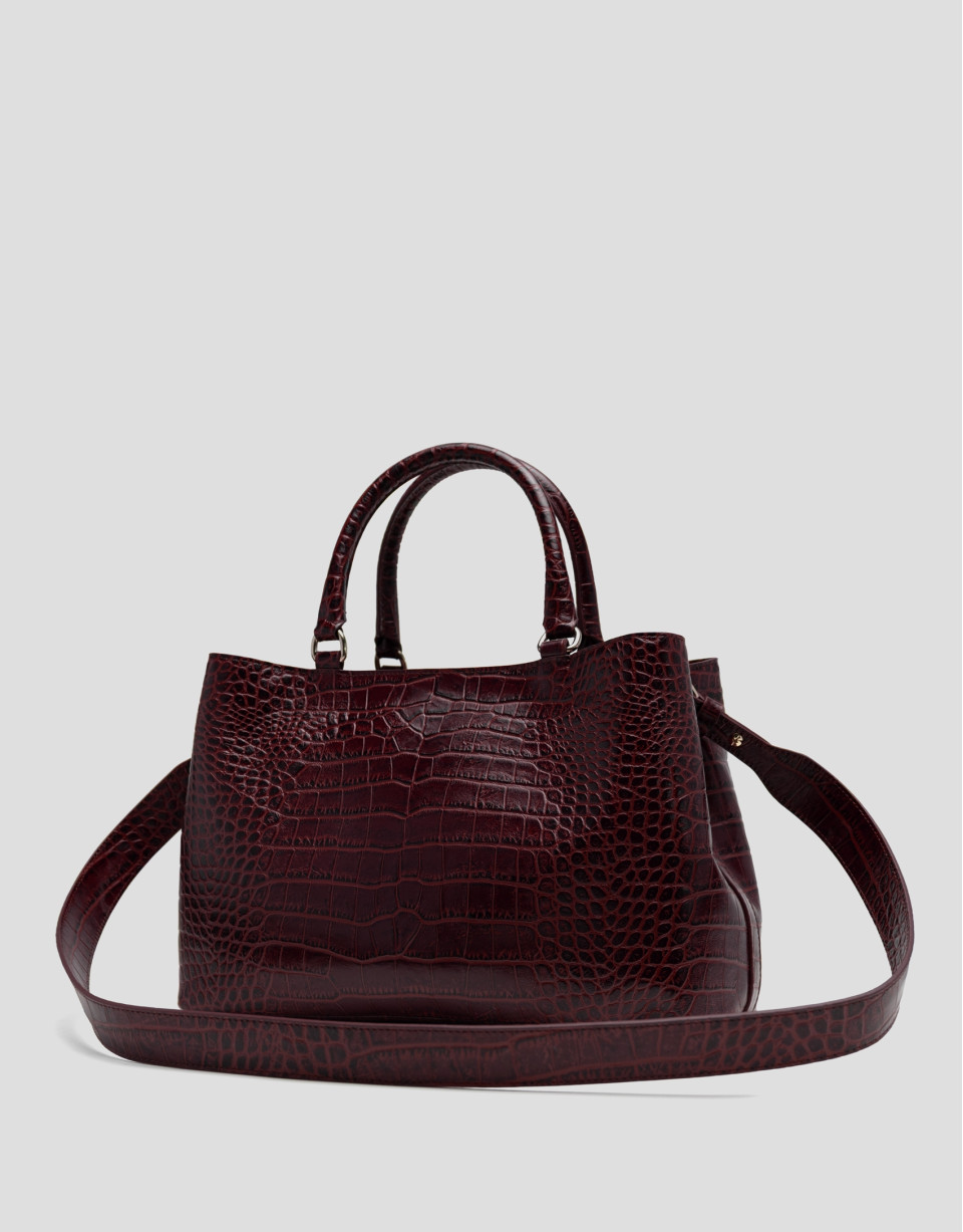 Valentina burgundy coconut leather satchel bag | Roberto Verino