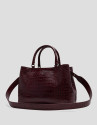 Valentina burgundy coconut leather satchel bag | Roberto Verino