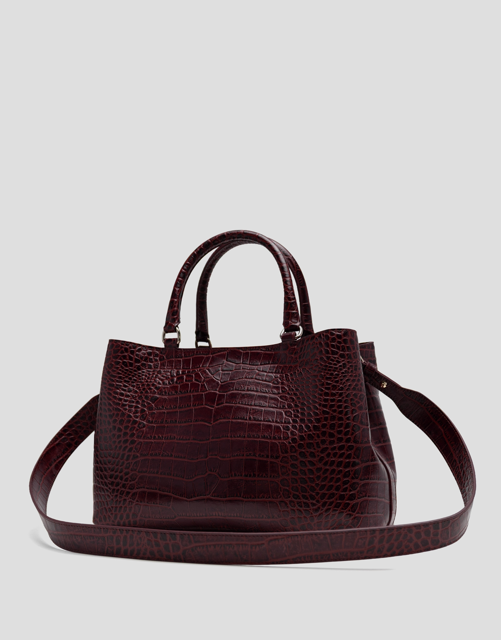 Valentina burgundy coconut leather satchel bag | Roberto Verino