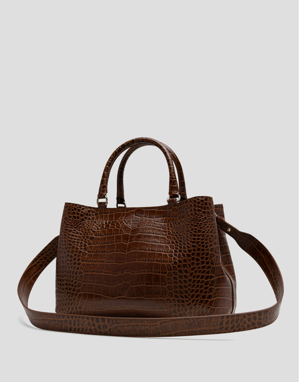Bolso satchel Valentina piel coco marrón | Roberto Verino