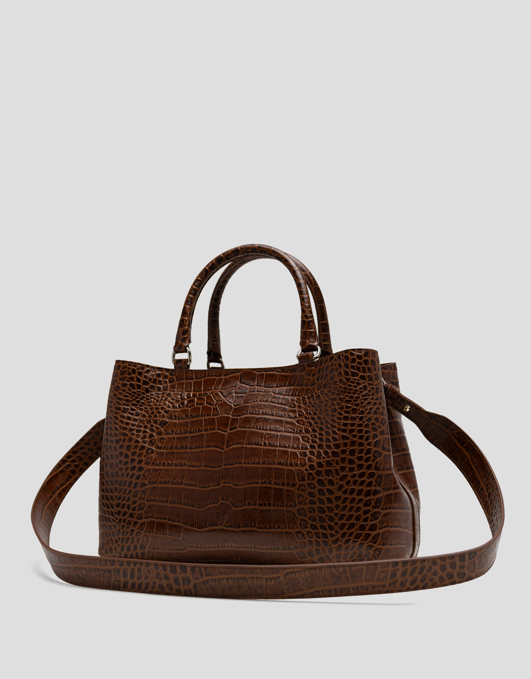 Bolso satchel Valentina piel coco marrón | Roberto Verino