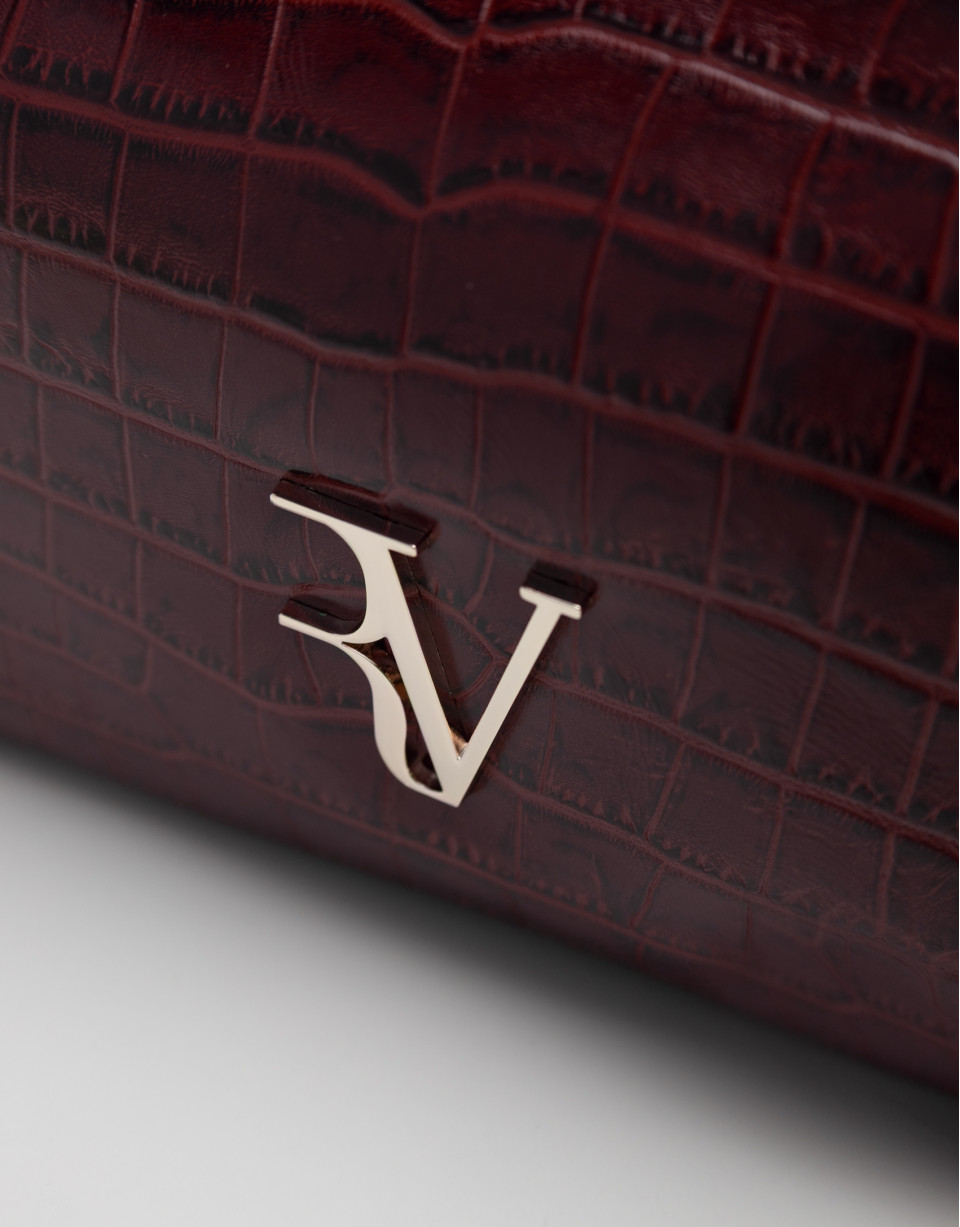 Valentina burgundy coconut leather satchel bag | Roberto Verino