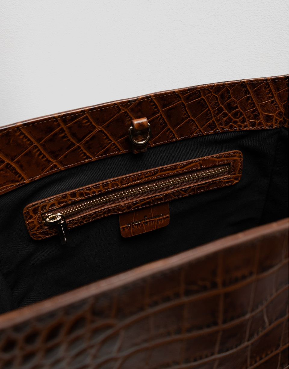 Bolso de hombro Valentina Hobo piel coco marrón | Roberto Verino