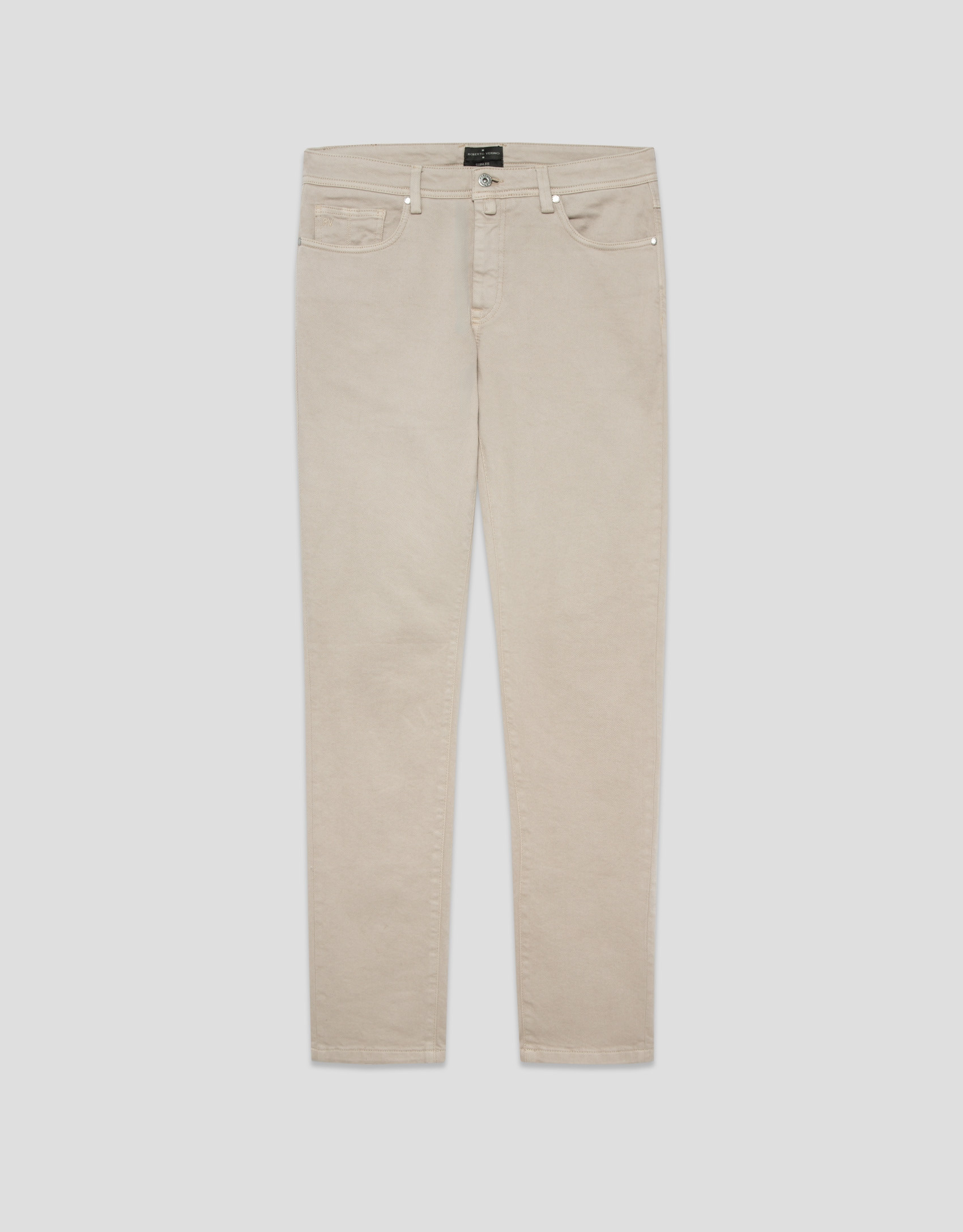 Beige dyed twill five-pocket trousers - Man | Roberto Verino