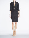 Black fitted knit shirtwaist dress 