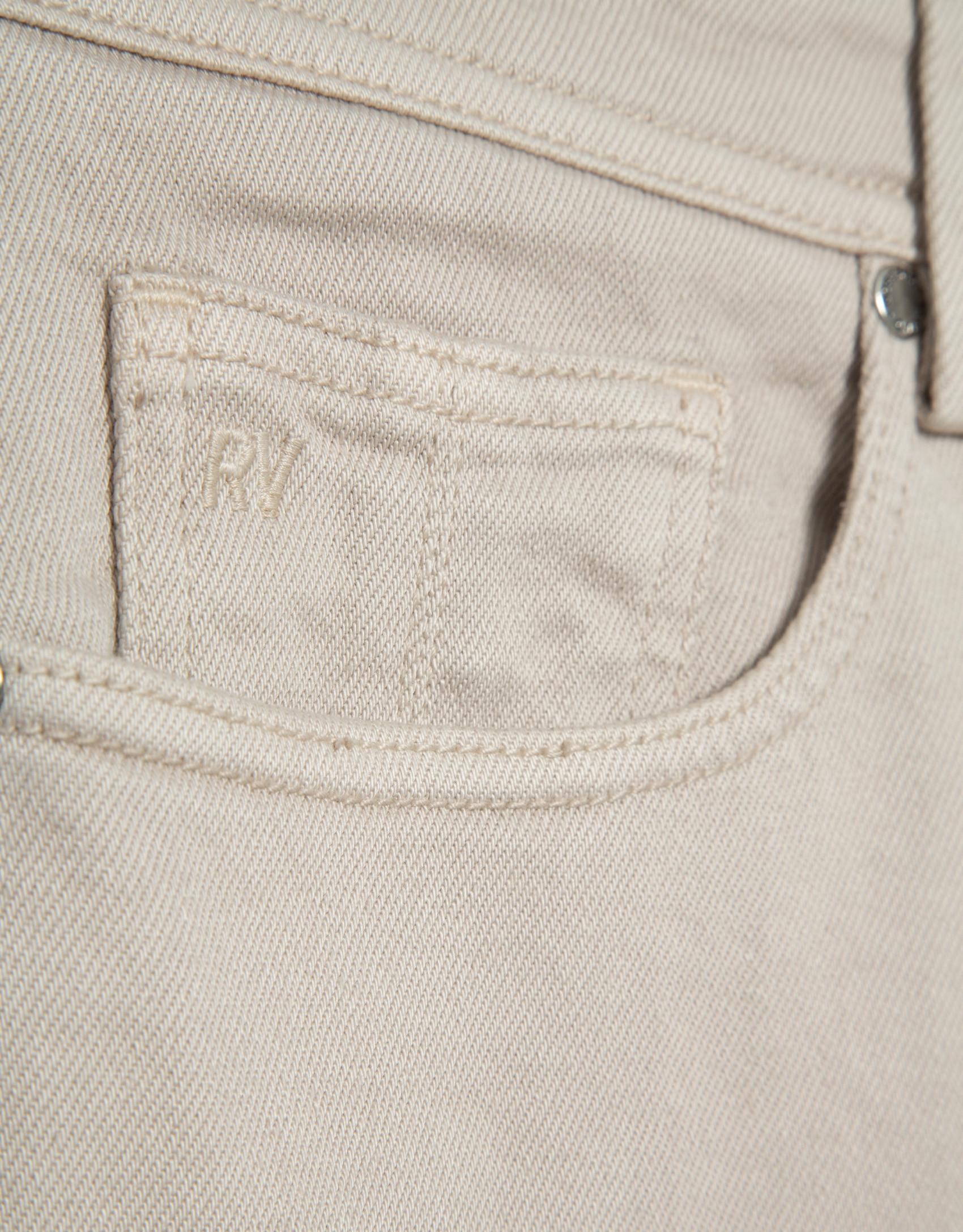 Beige dyed twill five-pocket trousers - Man | Roberto Verino