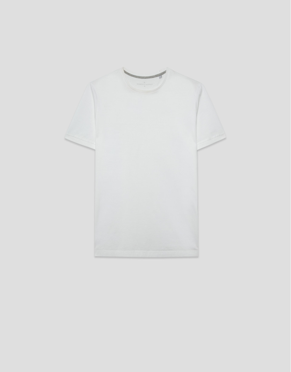 White mercerised T-shirt - Man - SS2026 | Roberto Verino