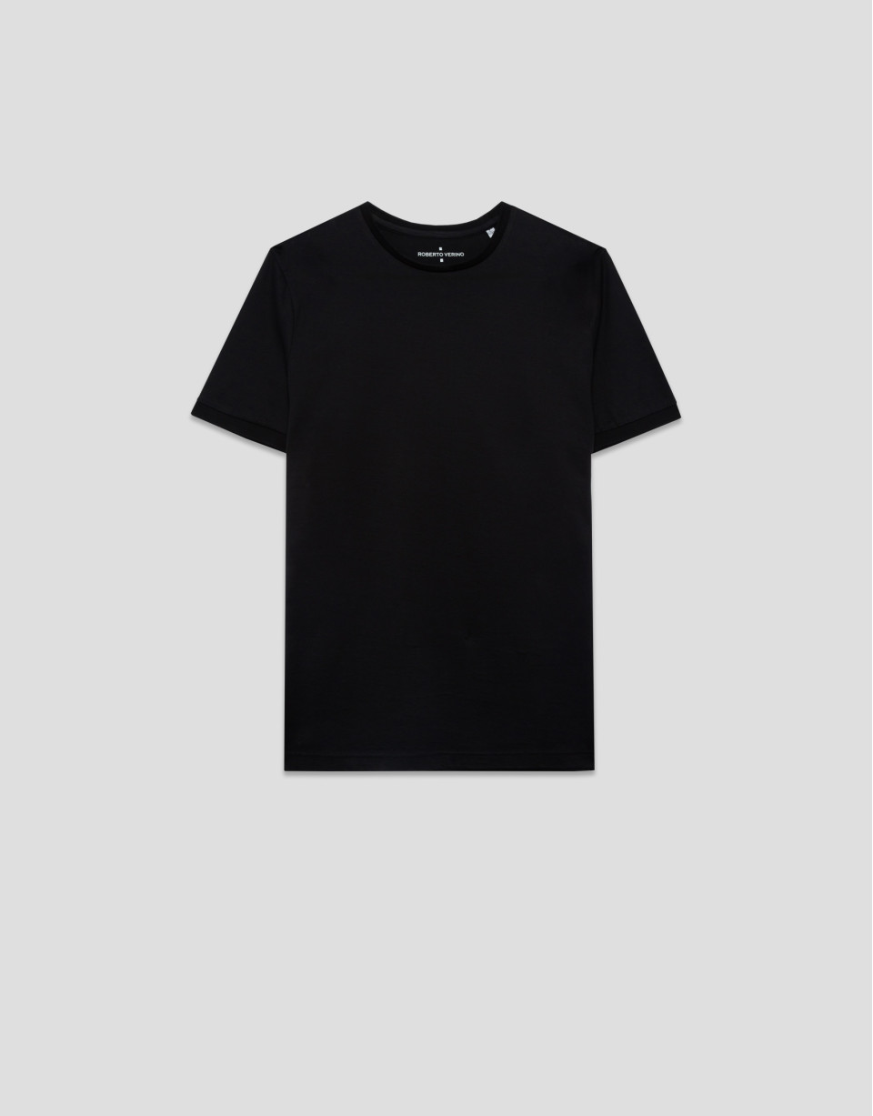 Black mercerised T-shirt - Gifts - AW2025 | Roberto Verino