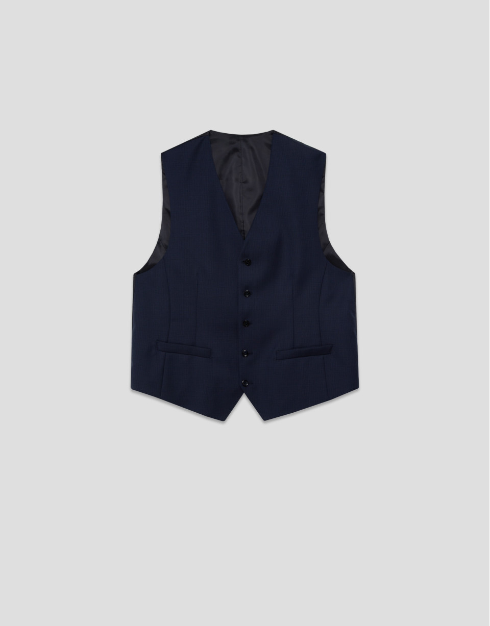 Chaleco de traje lana azul oscuro liso - Hombre | Roberto Verino