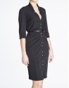 Black fitted knit shirtwaist dress 