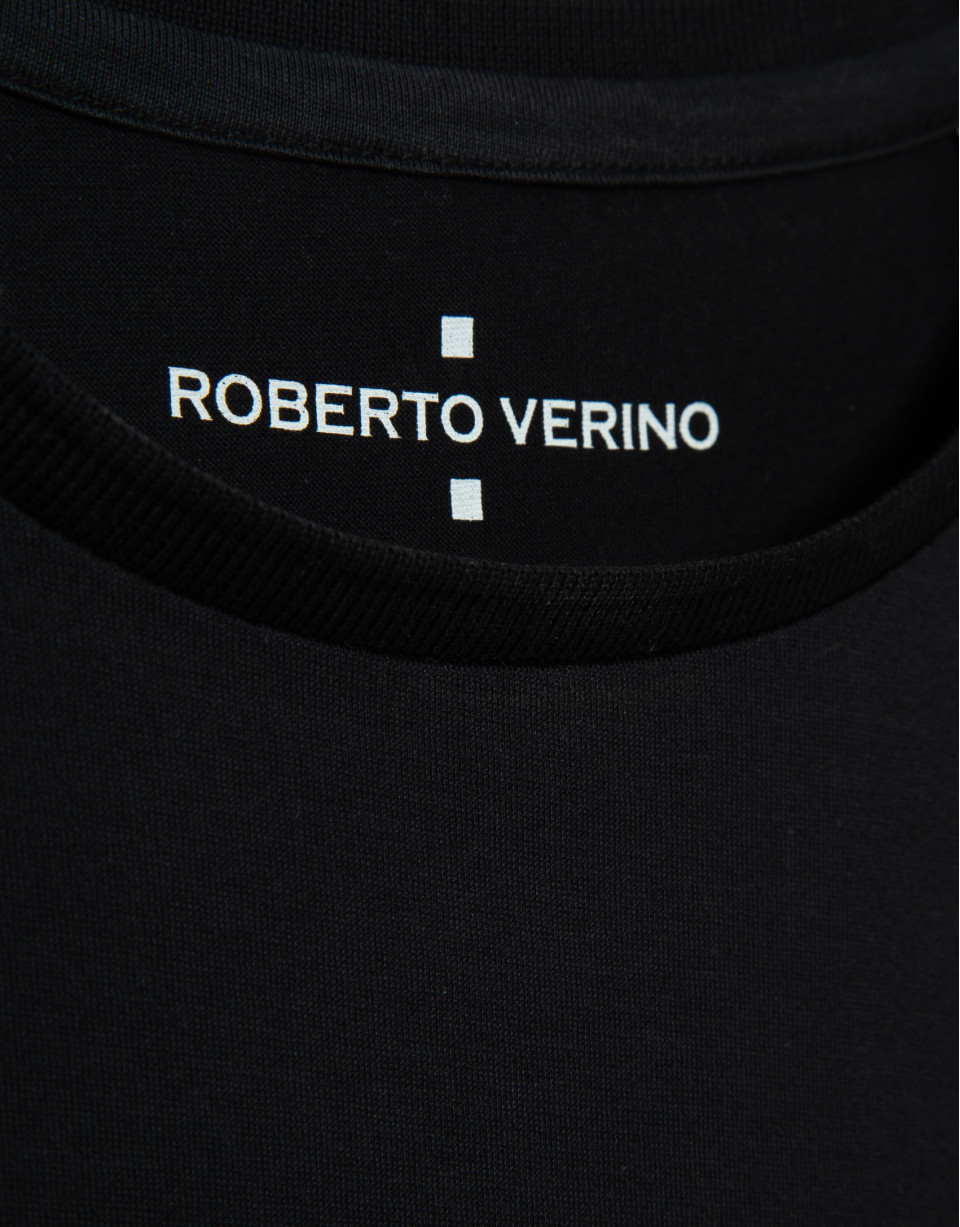 Black mercerised T-shirt - Gifts - AW2025 | Roberto Verino