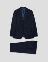 Slim fit half canvas suit in plain navy blue | Roberto Verino