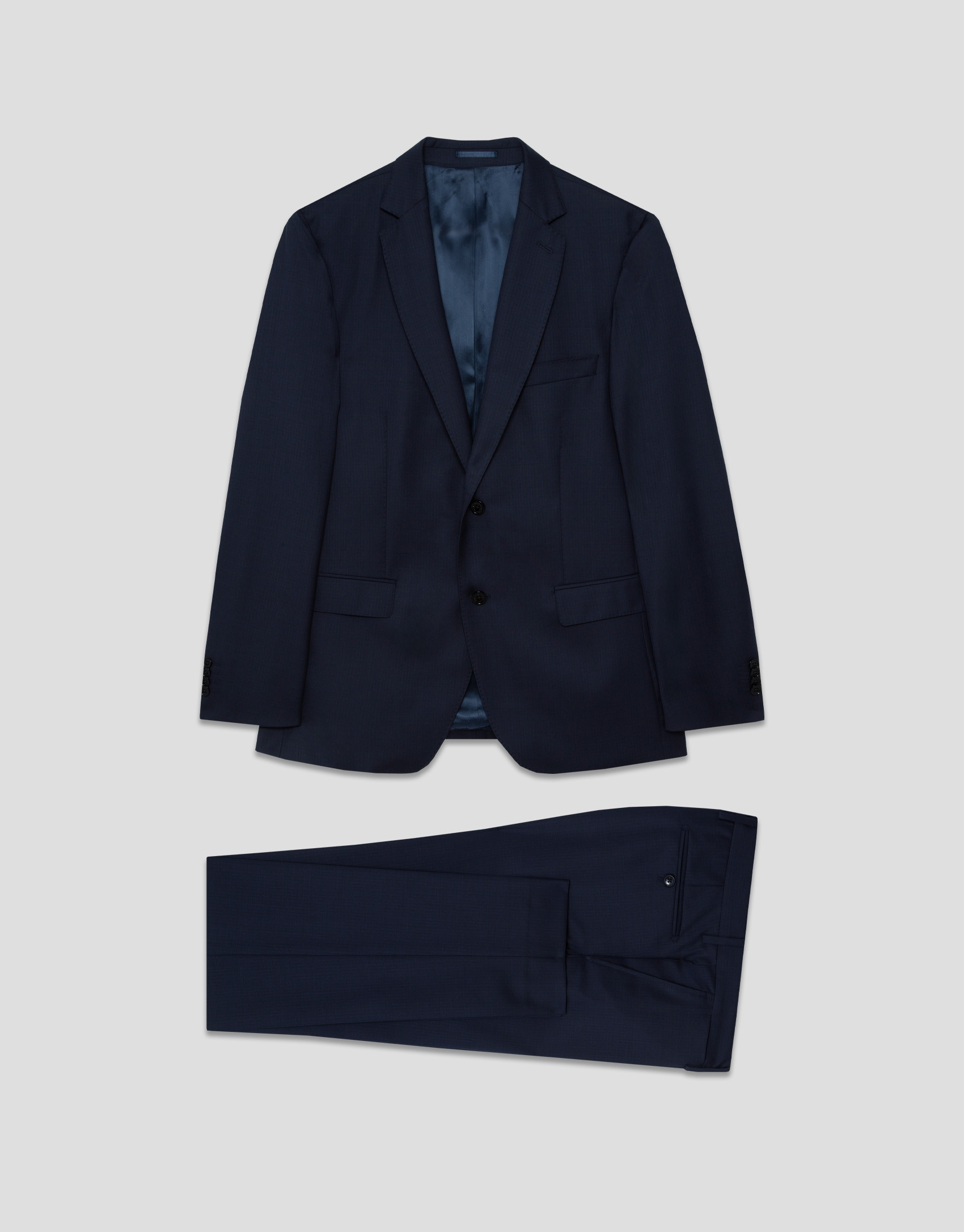 Slim fit half canvas suit in plain navy blue | Roberto Verino