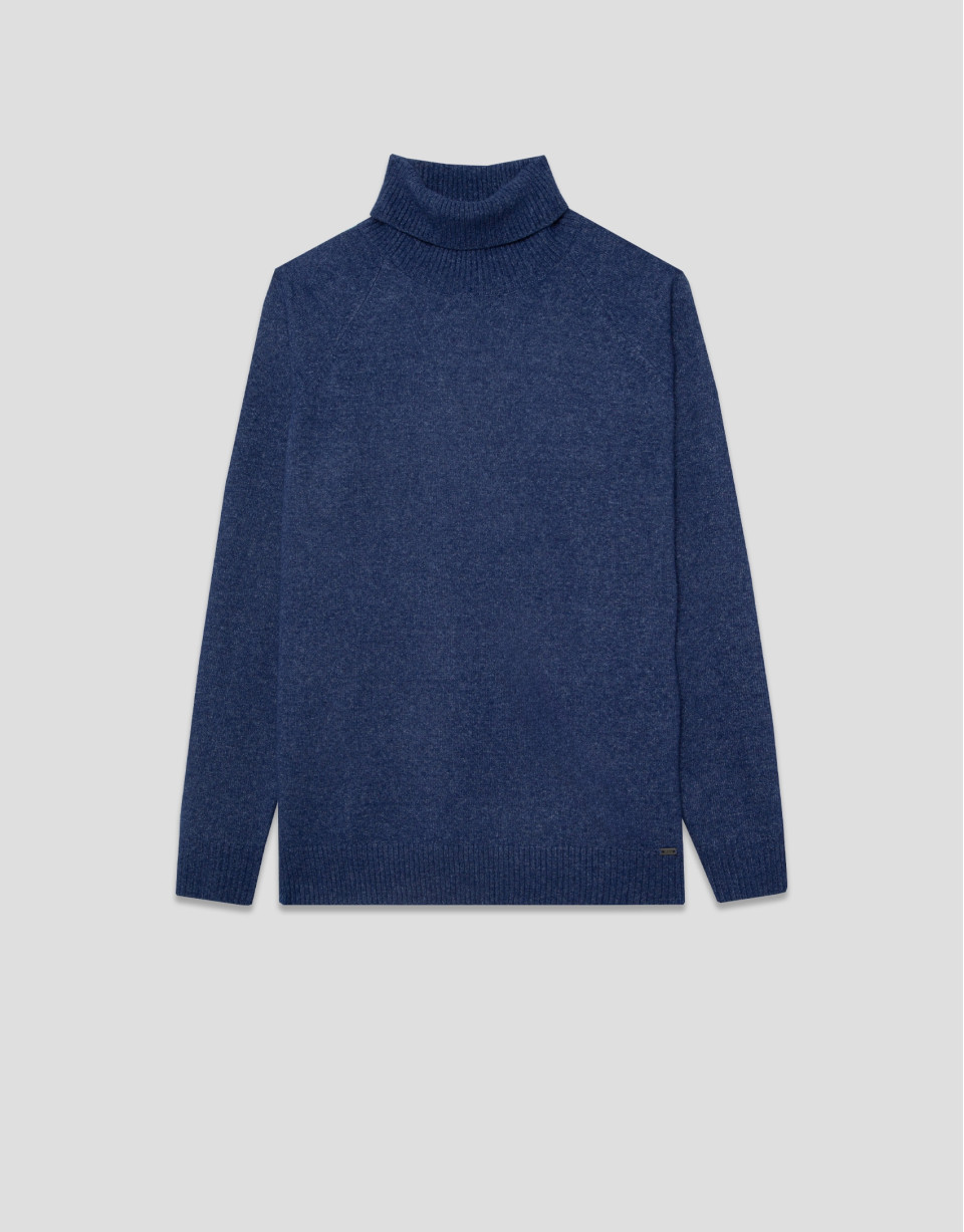 Blue melange turtleneck sweater - Man - AW2025 | Roberto Verino