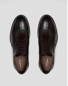 Brown leather blucher-style brogue shoes | Roberto Verino