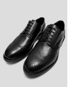Black leather blucher-style brogue shoes - Man | Roberto Verino