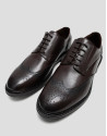 Brown leather blucher-style brogue shoes | Roberto Verino
