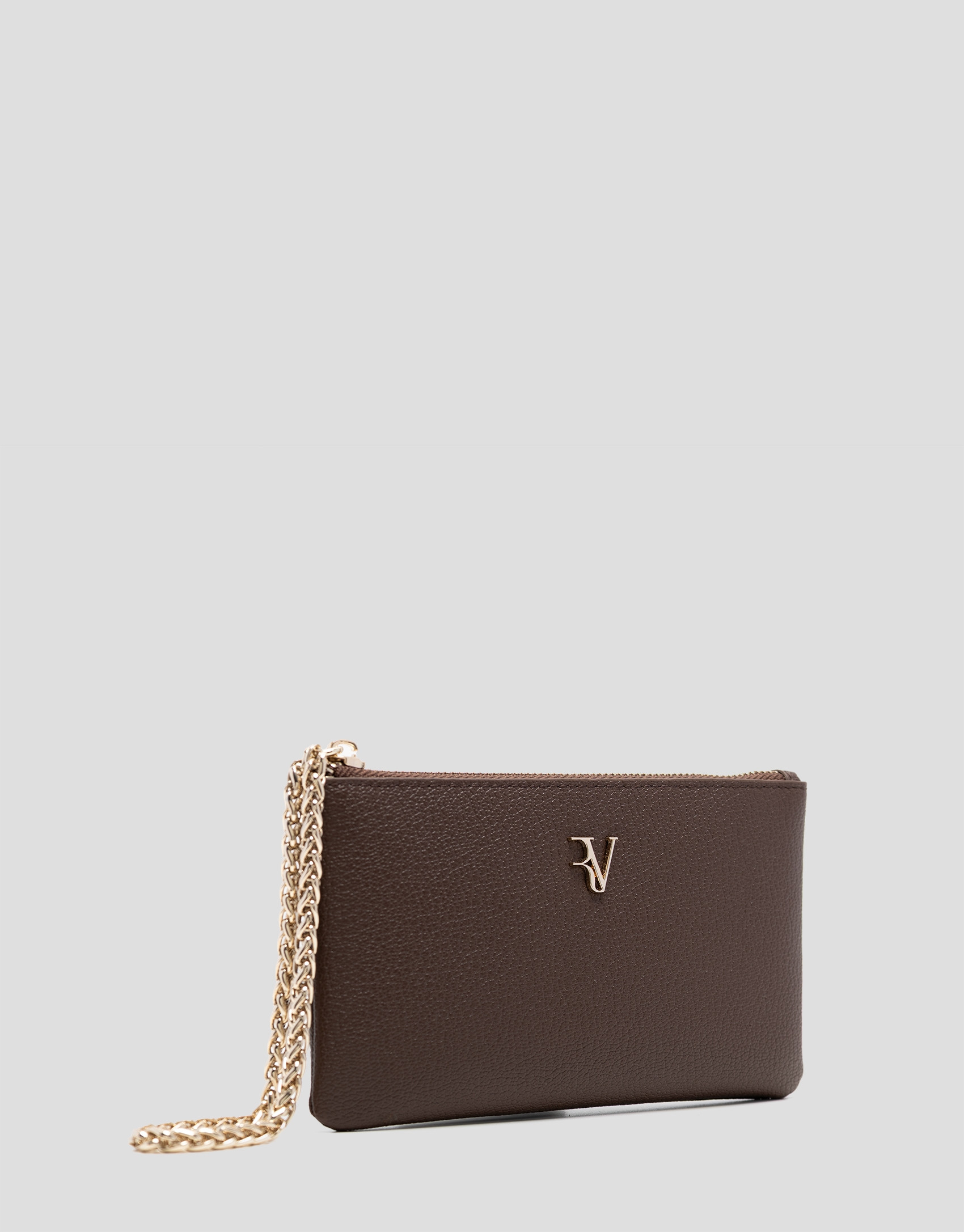 Bruna Mini chain wallet in brown leather | Roberto Verino