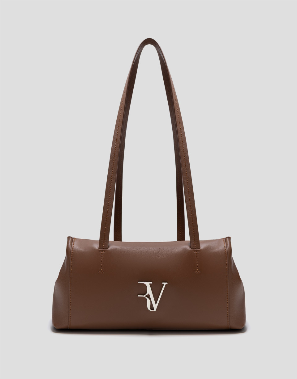 Megan Zipper shoulder bag in light brown leather | Roberto Verino