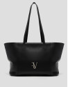 Megan Zipper black leather shopper bag - Woman | Roberto Verino