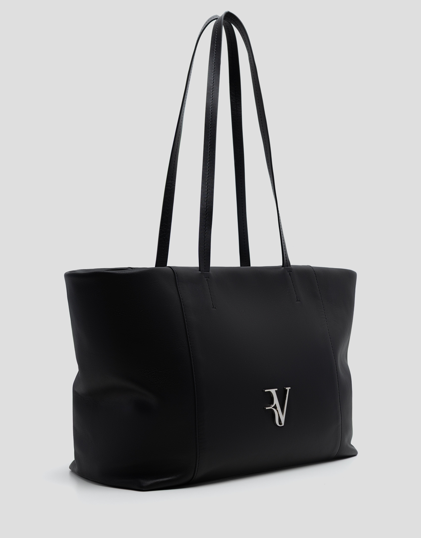 Megan Zipper black leather shopper bag - Woman | Roberto Verino