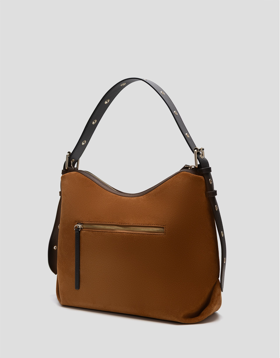 Margot brown suede hobo bag - Woman - SS2026 | Roberto Verino