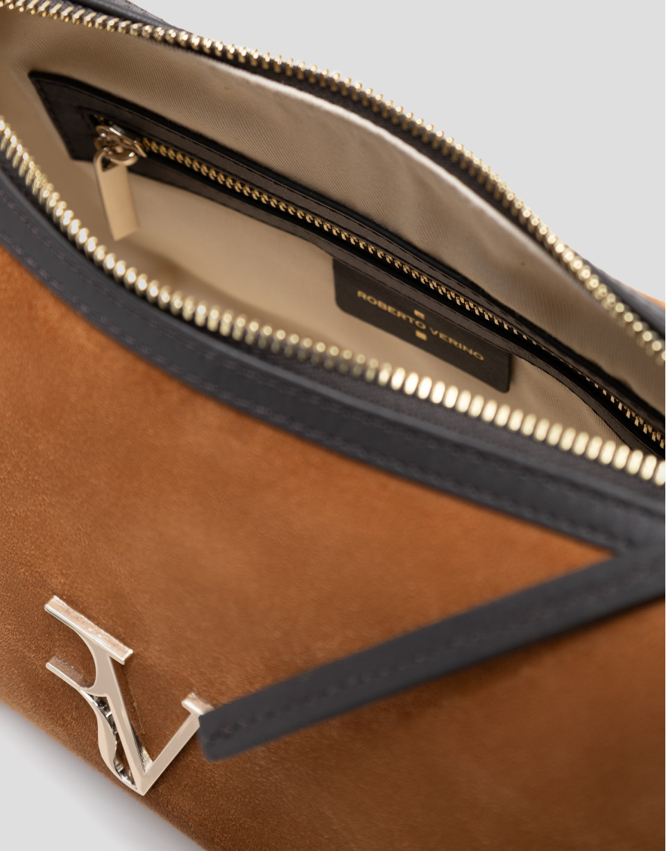 Margot brown suede shoulder bag - Gifts | Roberto Verino