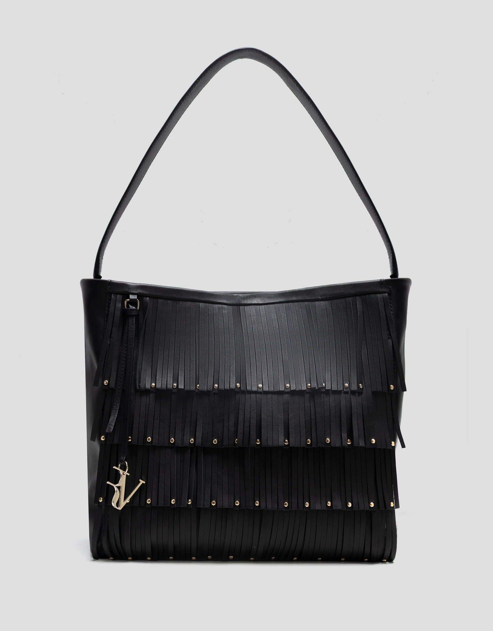 Chloe black leather hobo bag with fringes | Roberto Verino