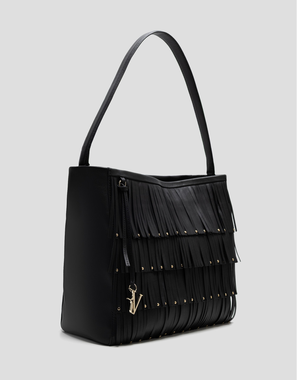 Chloe black leather hobo bag with fringes | Roberto Verino