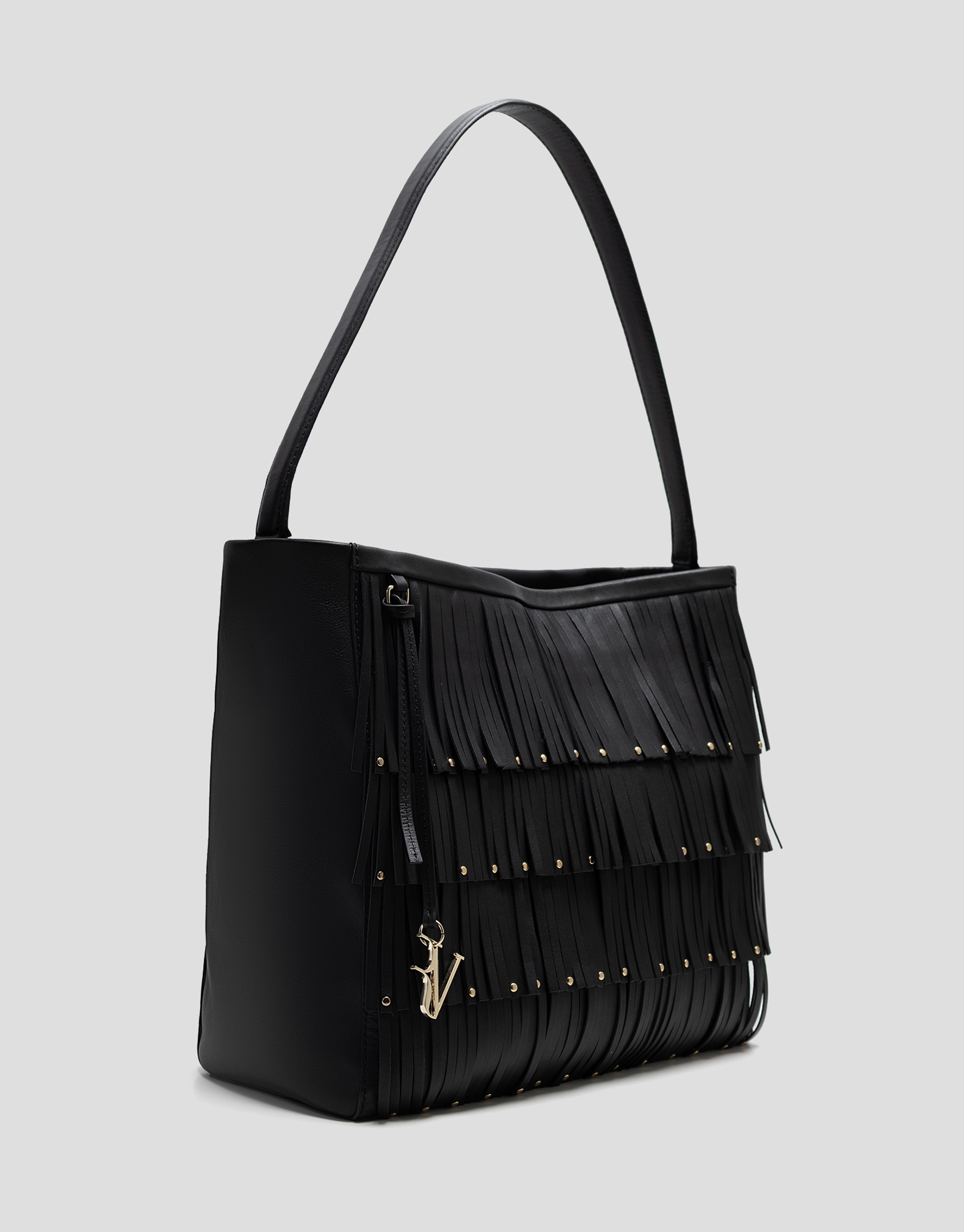 Bolso hobo Chloe piel negra con flecos - Mujer | Roberto Verino