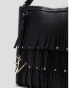 Chloe black leather bucket bag with fringing | Roberto Verino