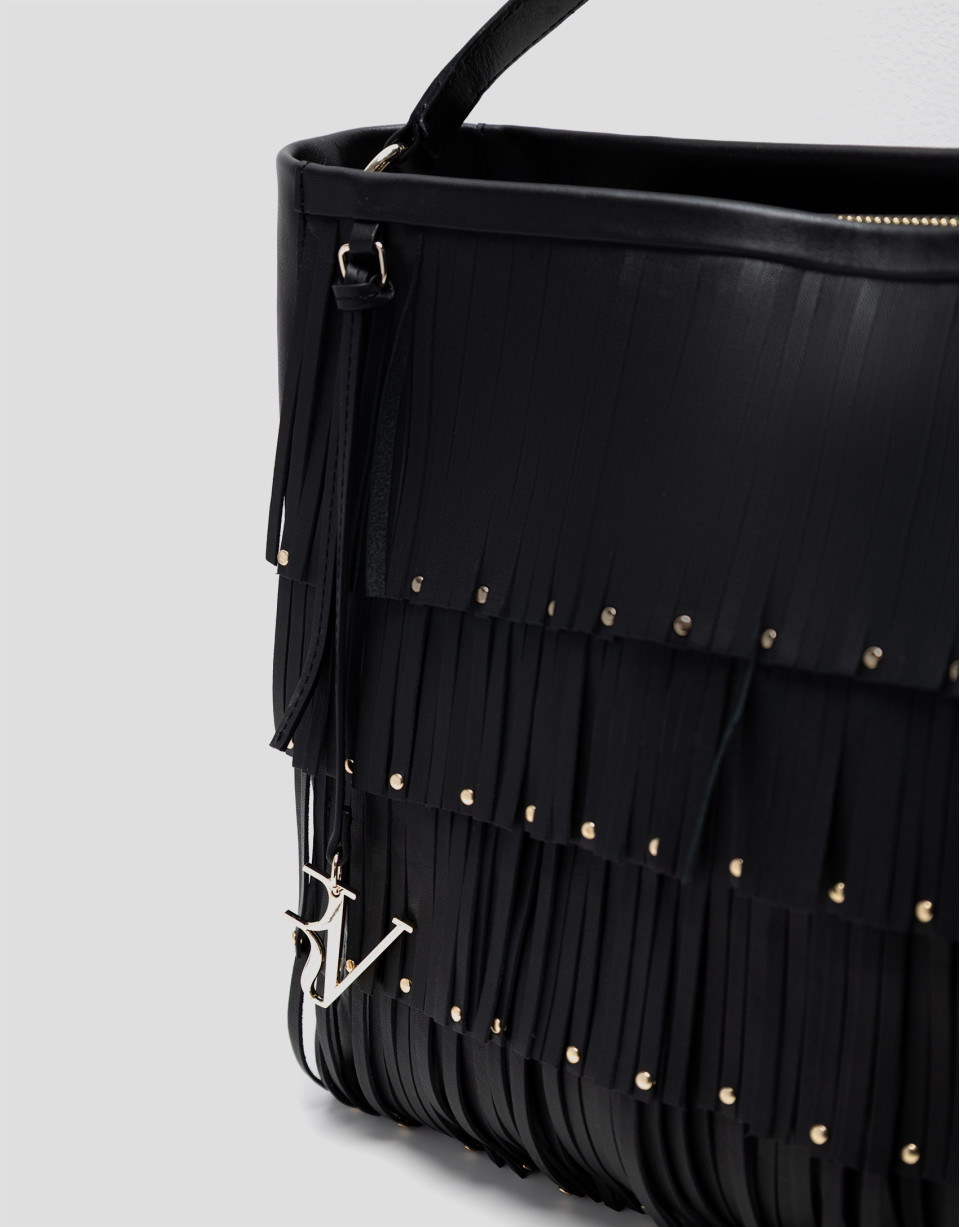 Bolso hobo Chloe piel negra con flecos - Mujer | Roberto Verino