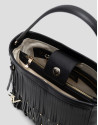 Chloe black leather bucket bag with fringing | Roberto Verino