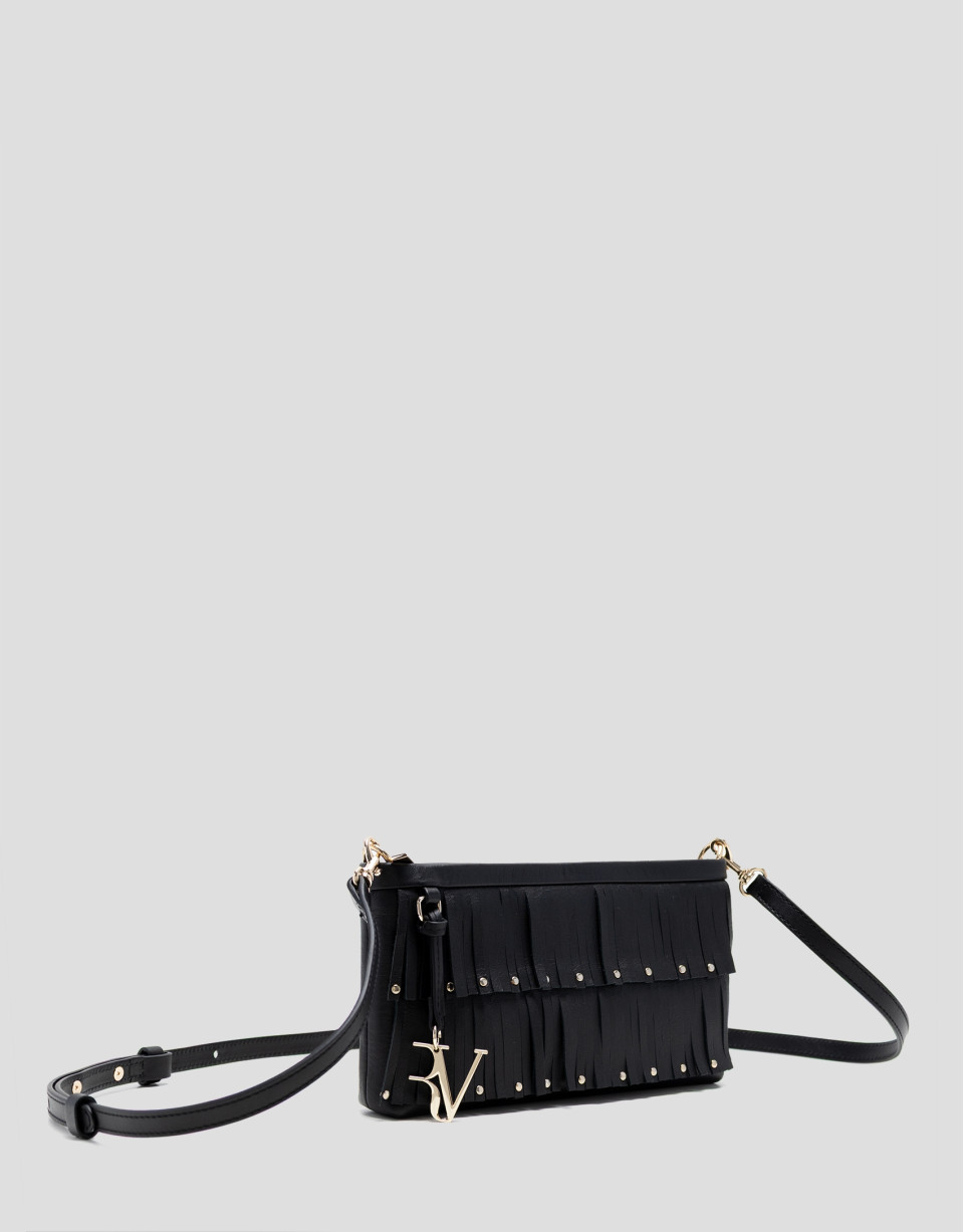 Bolso mini Chloe piel negra con flecos - Mujer | Roberto Verino
