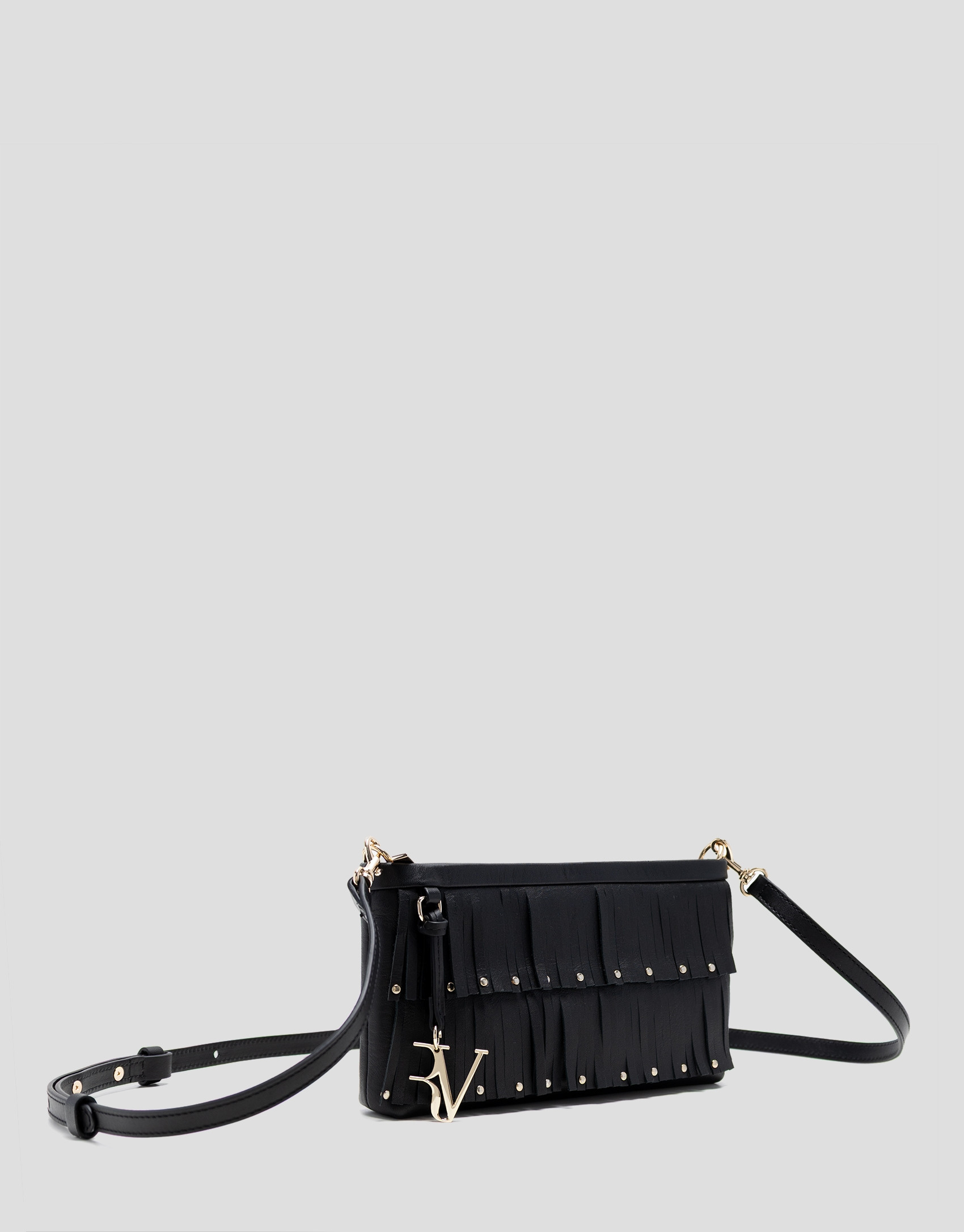 Chloe mini bag in black leather with fringe | Roberto Verino