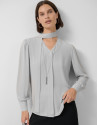 Blusa oversize cuello lazada gris - Mujer | Roberto Verino