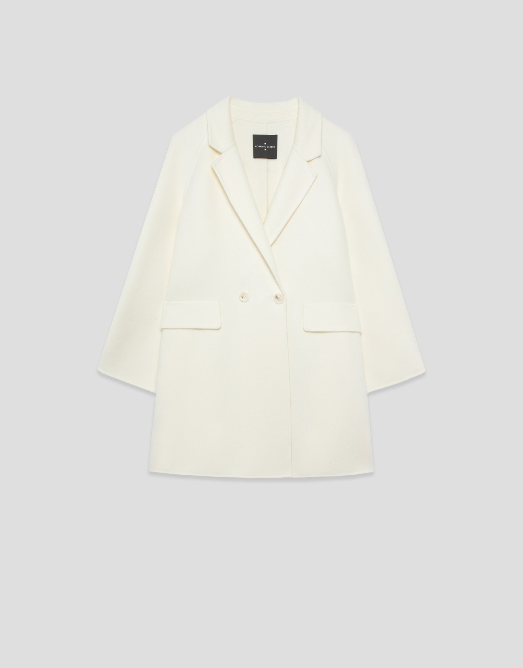 Ecru double-faced three-quarter length short ... | Roberto Verino