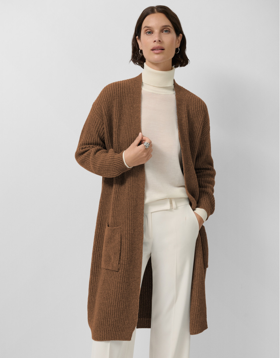 Chaqueta larga punto grueso beige - Mujer | Roberto Verino