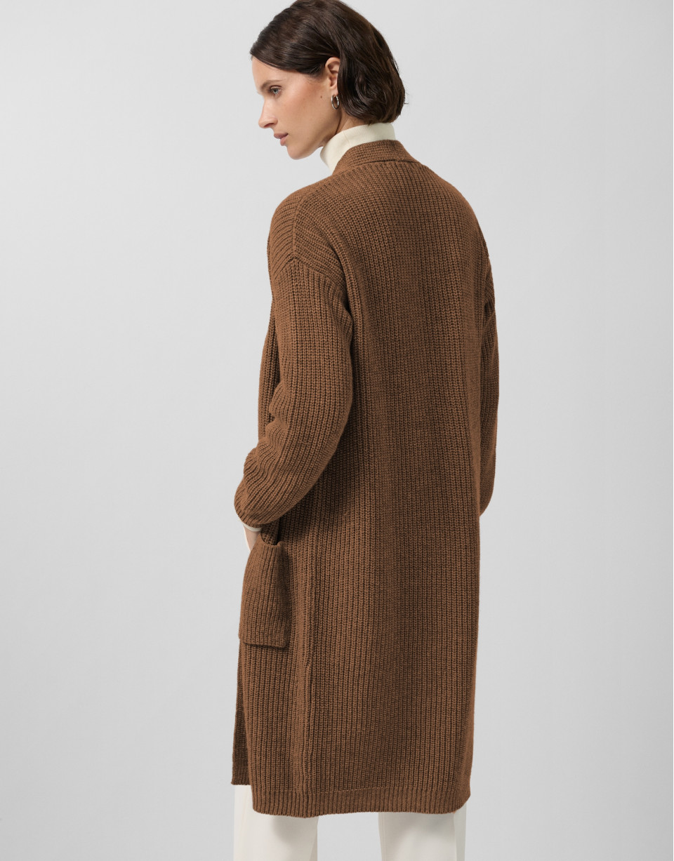 Chaqueta larga punto grueso beige - Mujer | Roberto Verino