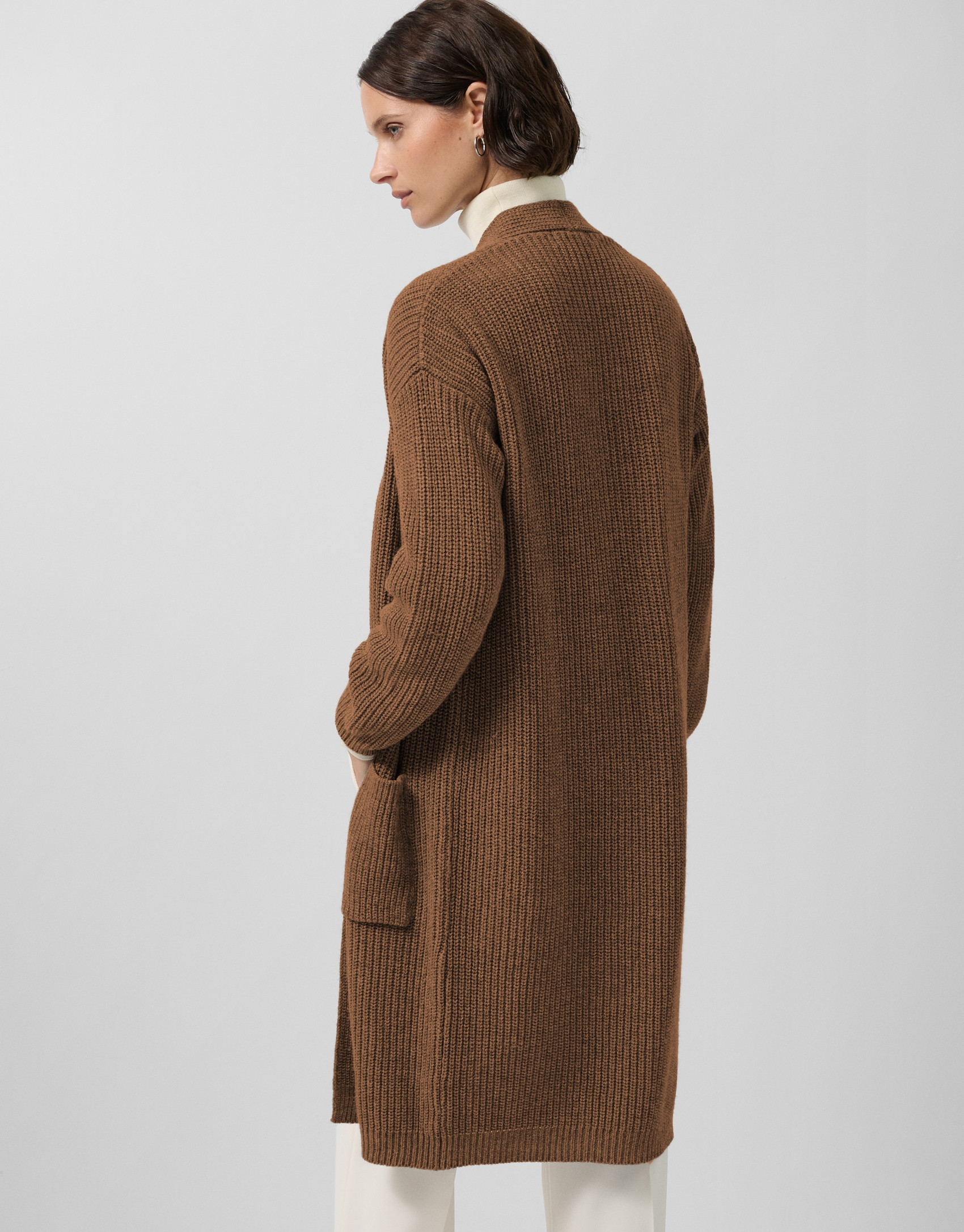 Chaqueta larga punto grueso beige - Mujer | Roberto Verino