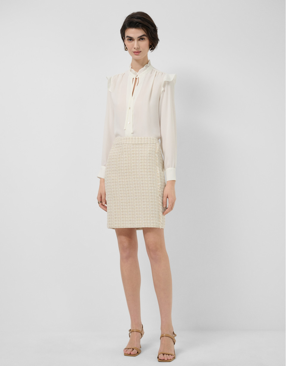 Short skirt in beige weave with fancy thread | Roberto Verino