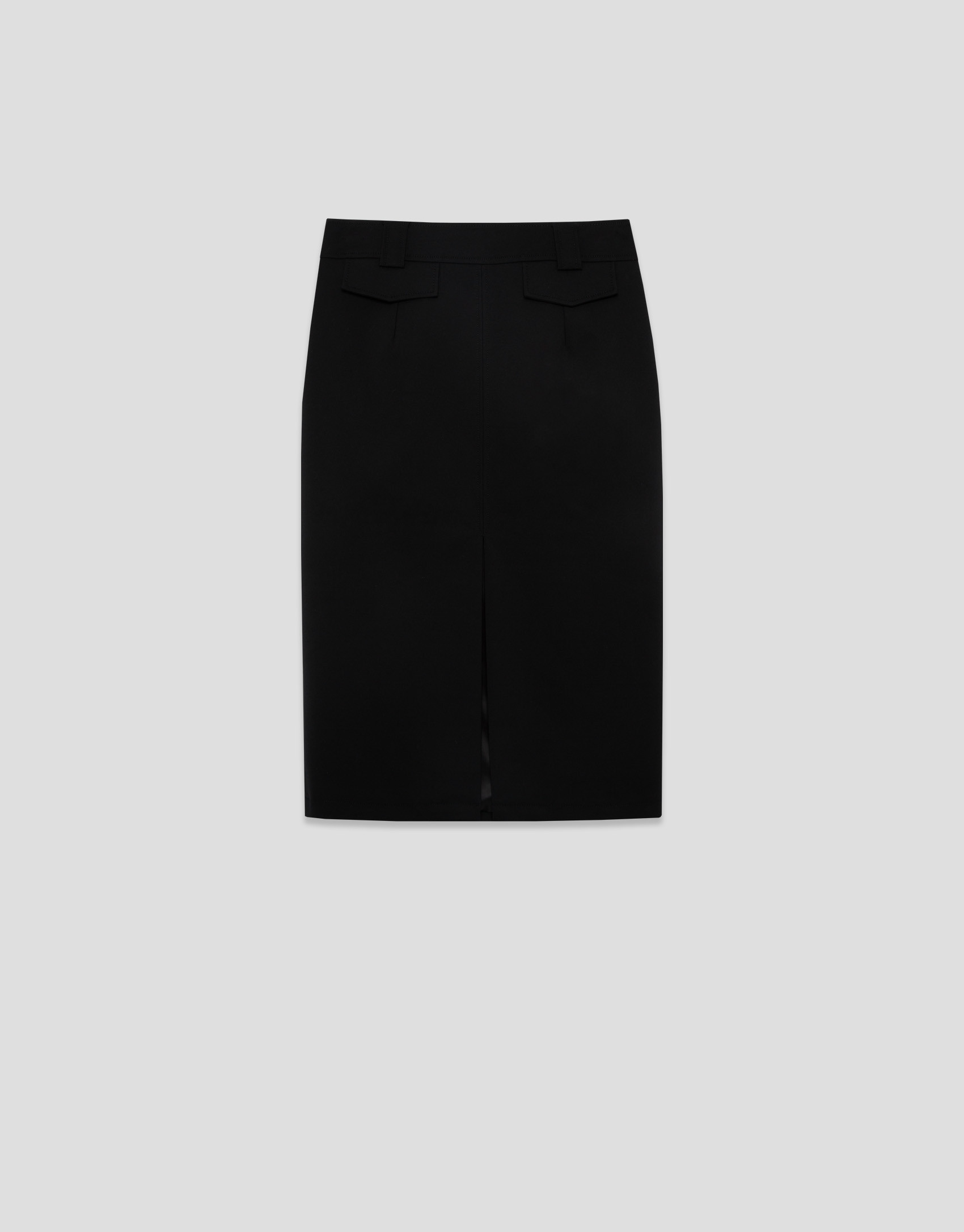 Black technical fabric straight midi skirt | Roberto Verino